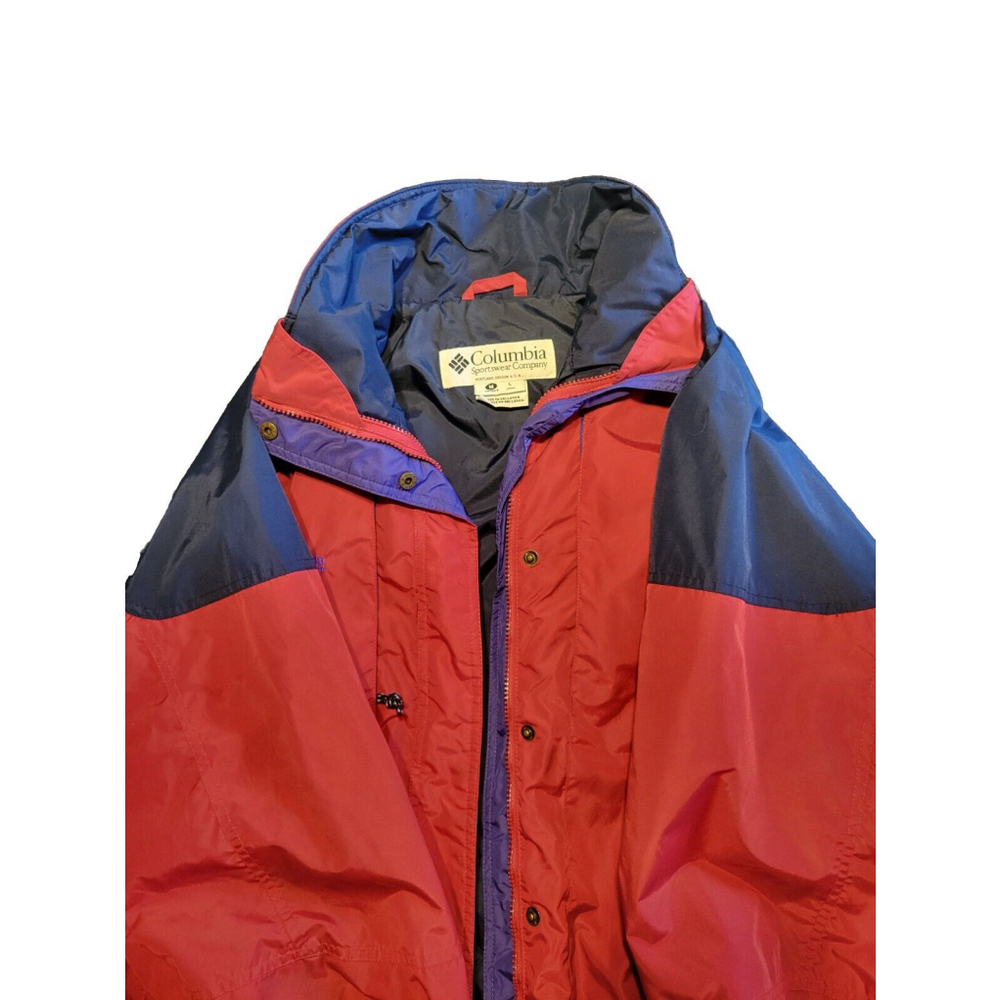 COLUMBIA Vintage Jacket Womens M Powder Keg Zip Parka in Maroon and Navy Blue
